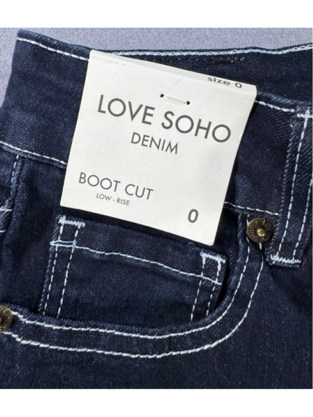 Love Soho Denim Low Rise Boot Cut Size 0 Jeans New With Tags - Picture 5 of 16